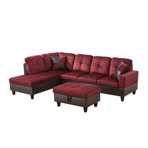 Soft and Breathable 3-Piece Short Plush Sofa Set, L-Shaped Living Room Sofa with Double Spring Layer - 1 of 3