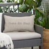 Sunbrella Indoor/Outdoor Come. Sit. Stay. Embroidered Lumbar Throw Pillow Cast Silver - Sorra Home: Weather-Resistant, Acrylic Canvas - 3 of 4