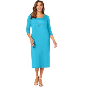Jessica London Women's Plus Size Knit T-Shirt Dress - 1 of 4