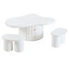 NicBex White Cloud Shape Coffee Table with Storage,Irregular Center Table with Small Stools for Living Room - 4 of 4