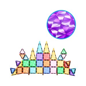 PICASSO-TILES Magnetic Tiles For Kids, Travel Size 40PCS Construction STEM Building Blocks Educational Toy - 1 of 4