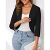 Womens Cropped Blazer Casual Business 3/4 Sleeve Collarless Open Front Cardigan Work Jacket Shrug - 4 of 4