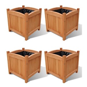 vidaXL Raised Bed Set of 4 Wooden Solid wood, PE lining 12x12x12 in - 1 of 4