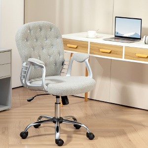 PAGED Swivel Office Chair Mid Back Computer Chair Armless Desk Chair with Hollow Back Design for Office, Bedroom - 1 of 4