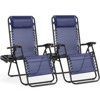 TiramisuBest Set of 2 Zero Cravity Lounge Chairs,Outdoor Patio Folding Recliners for Pool Beach with Pillow and Cup Holder, Blue - 2 of 4