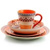 16pc Stoneware Citrus Kaleidoscope Dinnerware Set Orange - Elama: Round Dishware Set, Service for 4, Microwave & Dishwasher Safe - 3 of 4