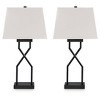 Signature Design by Ashley (Set of 2) Brookthrone Table Lamps Black/Gray: Modern Design, USB Ports, 3-Way Switch - 2 of 4