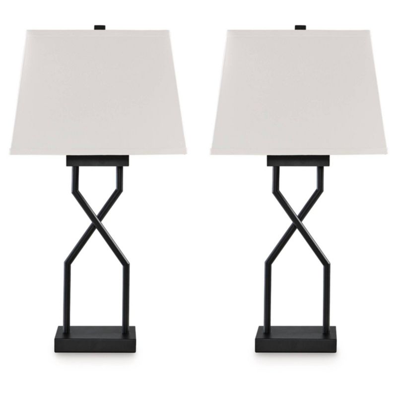 Signature Design by Ashley (Set of 2) Brookthrone Table Lamps Black/Gray, 1 of 6
