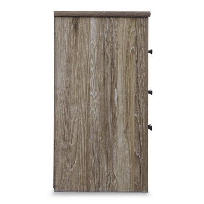 Warm Gray Transitional 3-Drawer Nightstand with Antiqued Pulls