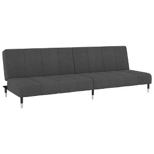 vidaXL Dark Gray Velvet 2-Seater Sofa Bed - Upholstered Loveseat Couch for Living Room/Basement/Dorm w/Wooden Frame - 1 of 4