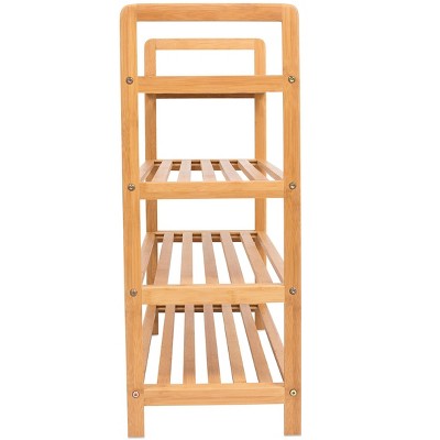 BirdRock Home 4-Tier Bamboo Shoe Rack with Natural Wood Finish