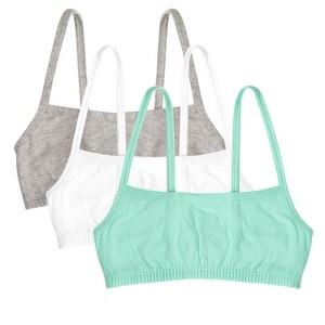 Fruit of the Loom Girls' Spaghetti Strap Sports Bra 3-Pack Mint Chip/White/Grey Heather 30 - 1 of 2
