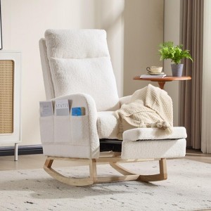Bestier Teddy Upholstered Rocking Chair, Glider Rocker with High Backrest, Modern Accent Chair, Glider Recliner for Living Room, Bedroom - 1 of 4