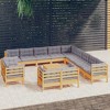 vidaXL Solid Pinewood Patio Lounge Set 14 Piece with Cushions Multi Colors - Brown and Gray - 2 of 4