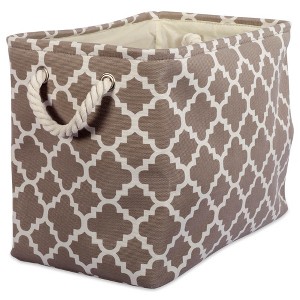 Design Imports Polyester Bin Lattice Brown Rectangle Large 17.5X12X15 - 1 of 4