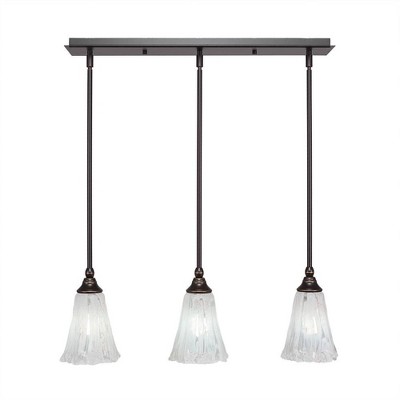 Toltec Lighting Any 3 - Light Chandelier in  Dark Granite with 5.5" Fluted Italian Ice Shade