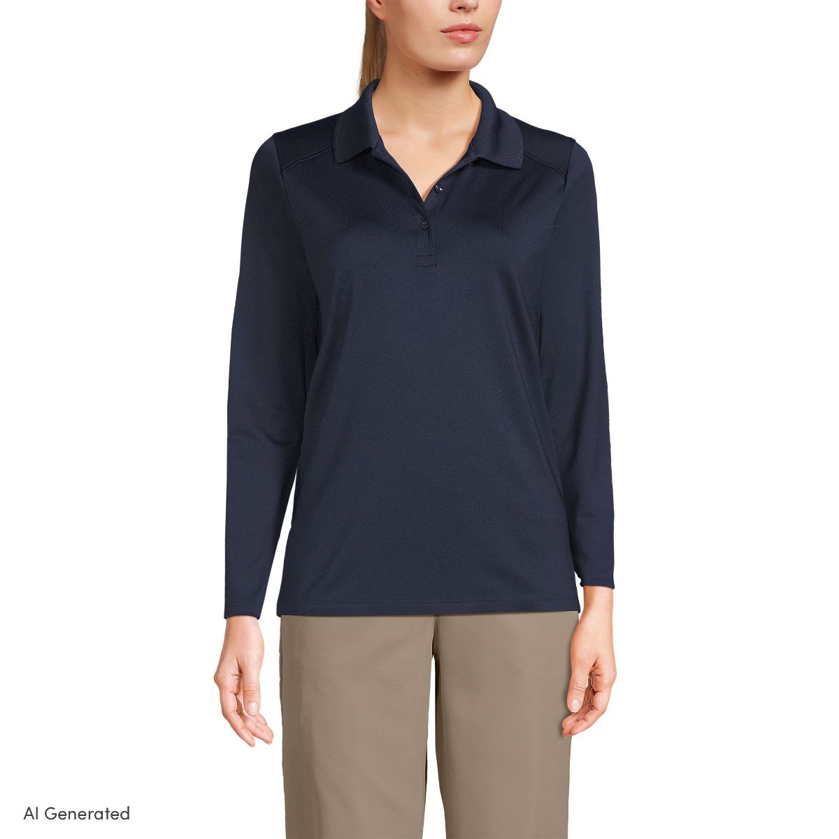 Lands' End School Uniform Women's Long Sleeve Feminine Fit Rapid Dry Polo Shirt - thumbnail 8