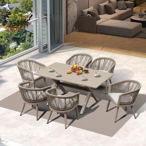 PURPLE LEAF Patio Dining Set All-Weather Wicker Aluminium Outdoor Table and Chairs Set for Backyard Decor Kitchen Modern Furniture Set - 1 of 4