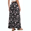 Women's 2025 Maxi A-Line Skirt - Elastic High Waist Flowy Long Skirt with Pockets Black Pink Flower - 3 of 4
