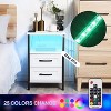 Nightstand with Charging Station, RGB Lights and Drawers, Side Table, White - 4 of 4