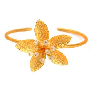 SOHI Women's Gold Flower Statement Bracelet - 1 of 3