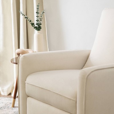 Cream Eco-Weave Swivel Recliner with Wood Base