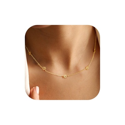Turandoss 18K Gold Choker Necklace for Women Girls - Dainty Charm Necklaces Non Tarnish, Gold Jewelry for Women, Birthday Gifts for Girls, 15+2.5In