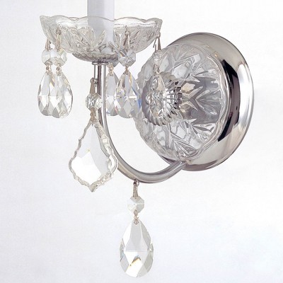 Imperial Elegance Polished Chrome 1-Light Sconce with Clear Hand Cut Crystals
