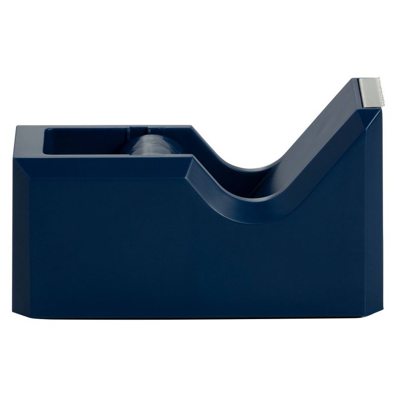 JAM Paper Navy Blue Desk Tape Dispenser - Durable, Weighted, One-Handed Use, 4.5x2.5x1.75 inches, 2 of 8