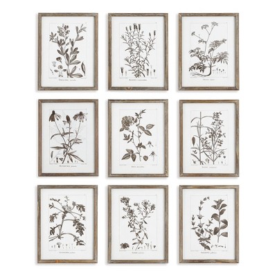 Plum & Post Rustic Foliage Study, Set Of 9
