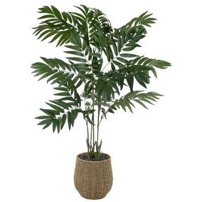 Northlight 4' Green and Brown Artificial Potted Palm Tree in a Wicker Pot