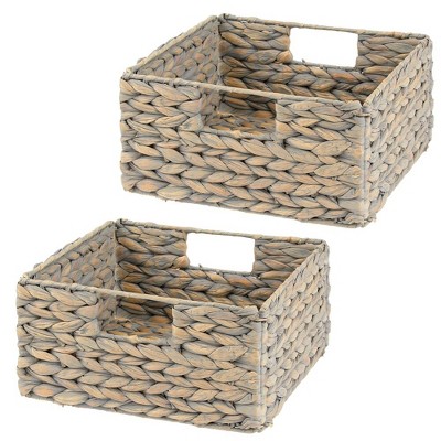 mDesign Large Woven Hyacinth Home Storage Basket for Cube Furniture, 2 Pack