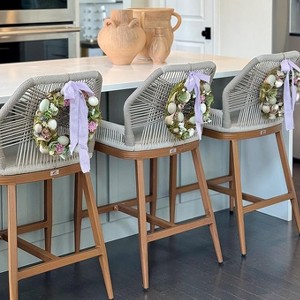 PURPLE LEAF 2 Pieces Bar Stools Patio Modern Rattan Barstools Aluminum Woven Tall Bar Chairs with Cushions for Outdoor Kitchen Island Garden - 1 of 1