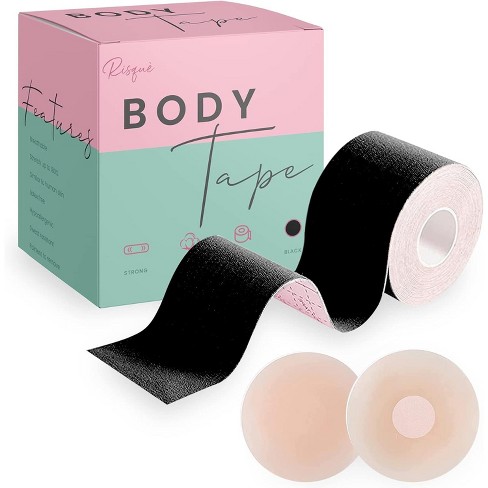 Risque Original Beige Breast Lift Tape + 1 Free Pair of Reusable Nipple  Covers, Boob Tape for Push up & Shape, Waterproof & Sweat-Proof Body Tape,  1ct