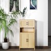 Modern 4-Door Storage Cabinet with Woven Rattan Doors & Adjustable Shelves for Living Room & Dining Room - 4 of 4