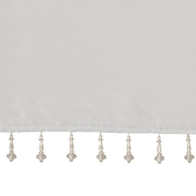Silver Faux Silk Tab Top Valance with Beaded Trim