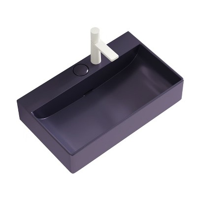 Vynxaria 23.62"L x 13.98"W Purple Ceramic Vessel Bathroom Sink Above Counter Basin