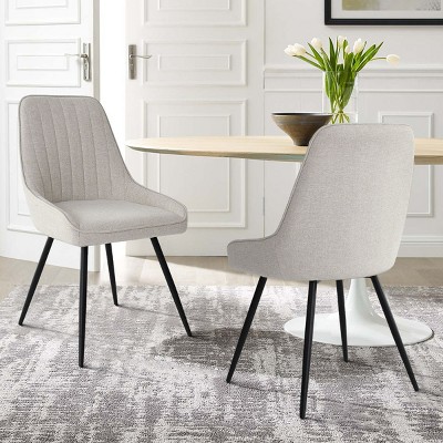Set of 2 Modern Upholstered Dining Chairs, Armless Kitchen Chairs with Metal Legs, Padded Seat & Tufted Back for Dining Room-Maison Boucle