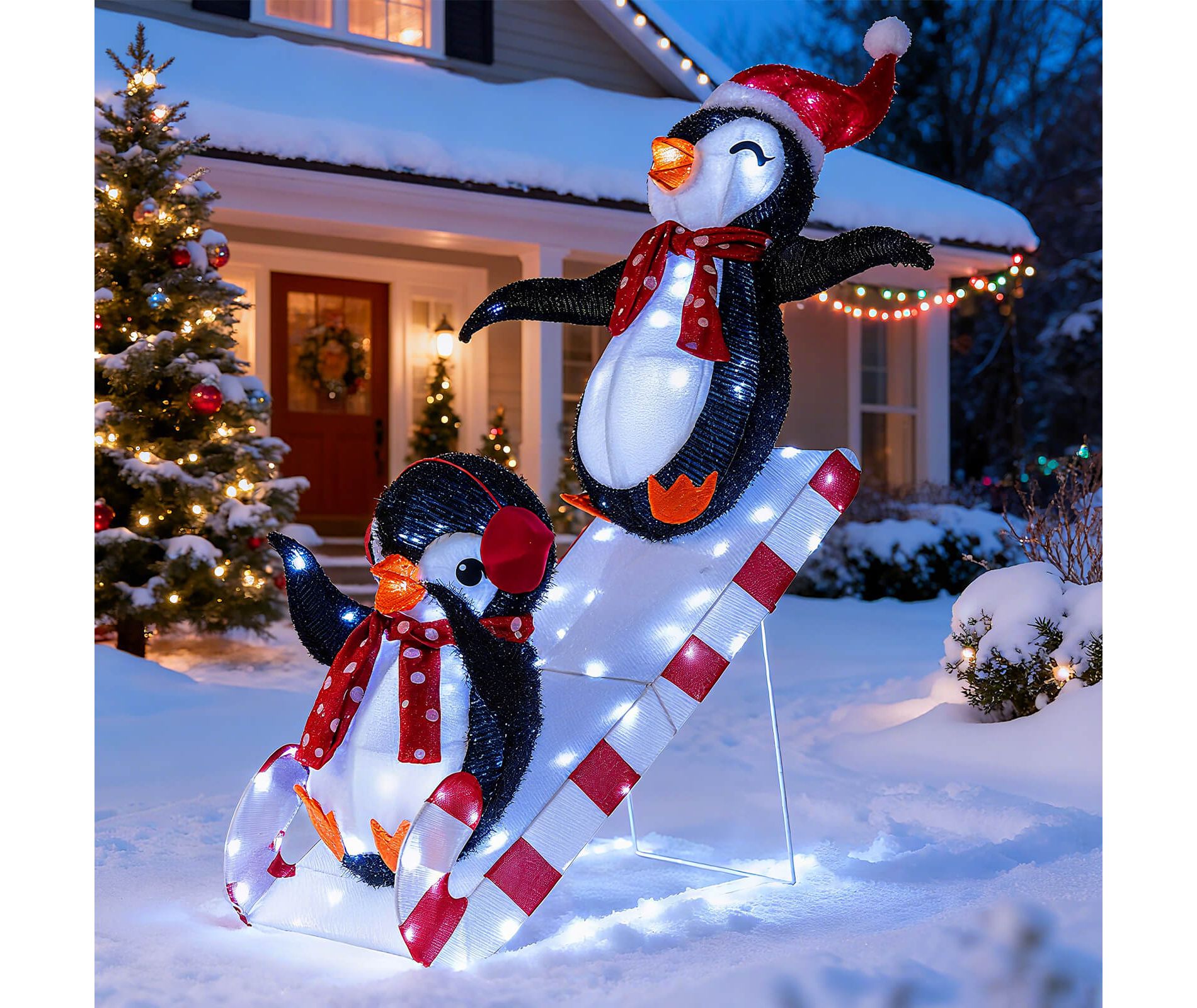 Costway Lighted Christmas Decoration Penguin with 170 LED Lights for Home Lawn Yard Garden