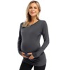 Coolmee Maternity Shirt Long Sleeve Basic Top Ruch Sides Bodycon Tshirt for Pregnant Women with Button - 3 of 4