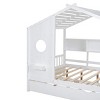 TopComfy Beds Wooden Full Size House Bed with Trundle Modern Design Storage Shelf Wooden Build Trundle Shelf for Bedroom, White, 78.1"*14.75"*7.15" - 3 of 4