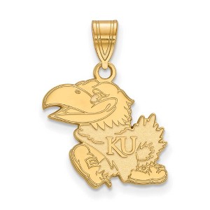 Black Bow Jewelry 14k Yellow Gold Plated Sterling Silver Kansas Jayhawks NCAA Medium Pendant - 1 of 3