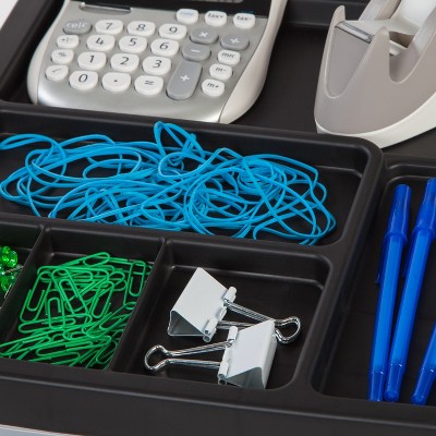 Sleek Black 4-Drawer Rolling Storage Tower with Organizer Top