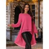 Seta T Women's Lantern Long Sleeve Round Neck High Low Irregular Hem Casual Blouse - 3 of 4