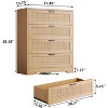 4 Drawer Rattan Dresser, Tall Chest of Drawers, Wood Dresser with Power Outlets - 2 of 4