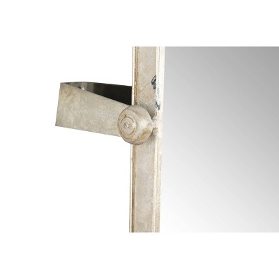 Elegant Rectangular Wood and Metal Pivoting Wall Mirror in Silver and Gold