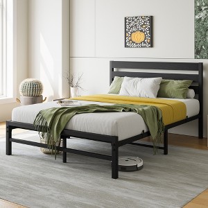 KIGFTSOD Platform Bed Frame with Wooden Headboard, Under Bed Storage, Non-Slip, Noise Free, Easy Assembly - 1 of 4