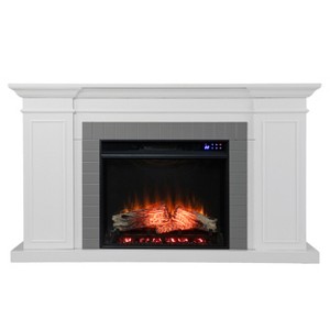 Rylana Bookcase Electric Fireplace with Touch Screen Control Panel - FR1154359 - White - SEI - 1 of 4