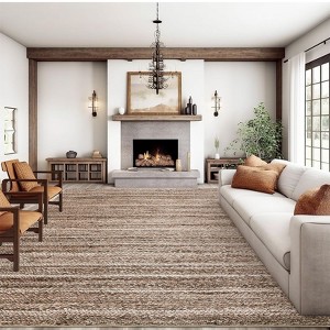 Living Room Rugs 9x12 Large Printed Braid Area Rugs Non-Slip Foldable Rugs Farmhouse Gradient Floor Carpet Non-Shedding Soft Low Pile Rug for Bedroom - 1 of 4