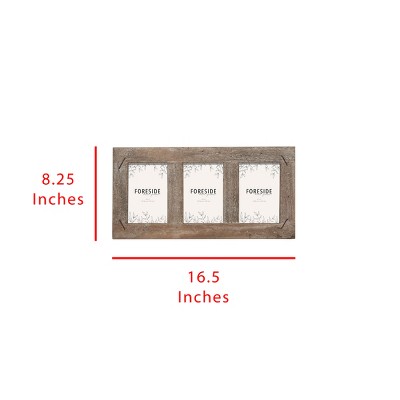 Distressed Brown Wood 4x6 Three-Photo Frame with Nail Accents
